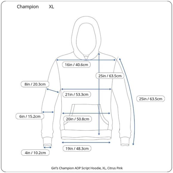 Girl's Champion AOP Script Hoodie, Citrus Pink, XL - Picture 5 of 5
